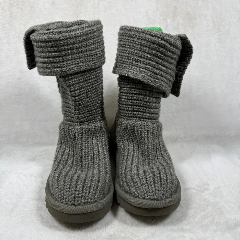 UGG Australia Cardy Grey‎ Knit Button Boots S/N 5649 Kids Size 2 Mens 2